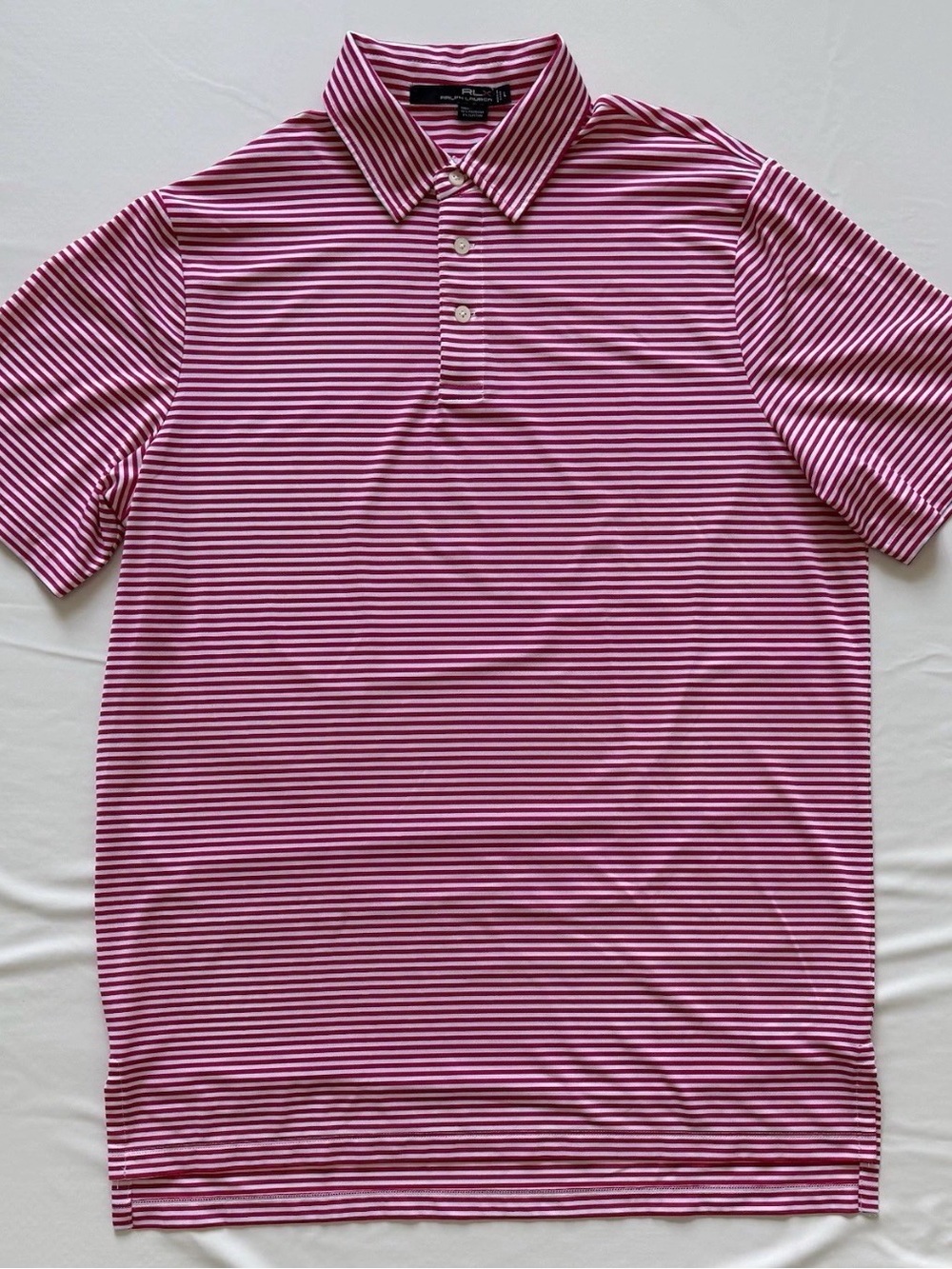 Ralph Lauren RLX Performance Golf Polo with Embroidered Sleeve Logo - Red/White